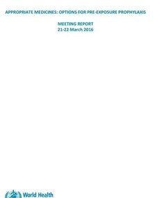 Appropriate medicines: options for pre-exposure prophylaxis
