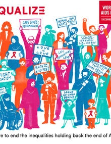 Diverse people with signs: unite to end inequalities