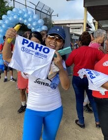 Participants of the morning health walk during the World Diabetes Day 2022 event in Suriname 
