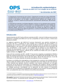 Actualización epidemiológica:  Variantes de SARS-CoV-2 en la Región de las Américas - 1ero Diciembre 2021
