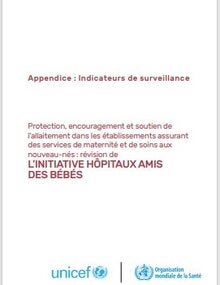 Appendice : Indicateurs de surveillance - Protection, encouragement et soutien de l’allaitement dans les établissements assurant  des services de maternité et de soins aux  nouveau-nés : révision de L’INITIATIVE HÔPITAUX AMIS  DES BÉBÉS
