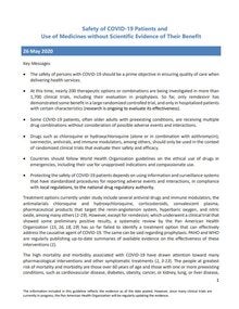 Safety of COVID-19 Patients and Use of Medicines without Scientific Evidence of Their Benefit
