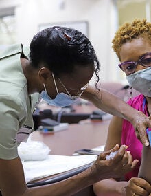 Child being vaccinated