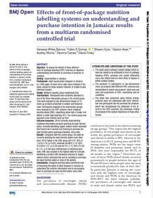 Effects of front- of- package nutrition labelling systems on understanding and purchase intention in Jamaica: results from a multiarm randomised controlled trial