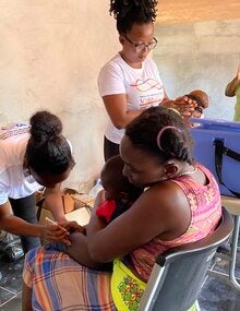 Child receives vaccine