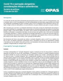 COVID-19 e vacinação obrigatória: considerações éticas. Resumo de políticas públicas, 30 de maio de 2022