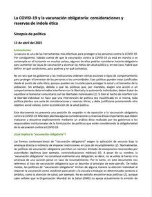 La COVID-19 y la vacunación obligatoria: consideraciones éticas. Sinopsis de política, 30 de mayo del 2022