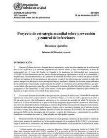 EB152/9 Resumen Ejecutivo. Proyecto de estrategia mundial sobre prevención y control de infecciones. Informe del Director General