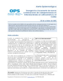 Alerta Epidemiológica: Emergencia e incremento de nuevas combinaciones de carbapenemasas en Enterobacterales en Latinoamérica y el Caribe - 22 Octubre 2021