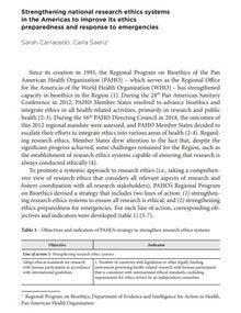 Strengthening national research ethics systems in the Americas to improve its ethics preparedness and response to emergencies 