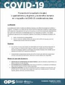 Promoción de la equidad en la salud, la igualdad étnica y de género, y los derechos humanos en el contexto COVID-19
