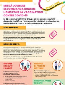 Mise à jour des recommandations de l'OMS pour la vaccination contre COVID-19