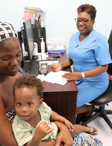 Mom with baby at the clinic