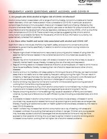 FREQUENTLY ASKED QUESTIONS ABOUT ALCOHOL AND COVID-19