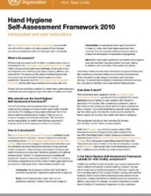 Hand hygiene self-assessment framework 2010