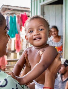 Mother and child smiling