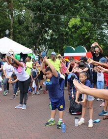Warmup at the health fair prior to the walk