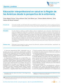 Educación interprofesional en salud en la Región de las Américas desde la perspectiva de la enfermería