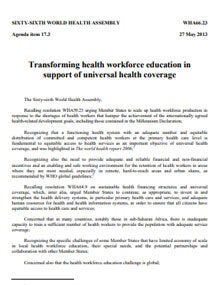 Transforming health workforce education in support of universal health coverage