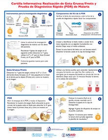 Cartilla Informativa: Realización de Gota Gruesa/Frotis y Prueba de Diagnóstico Rápido (PDR) de Malaria