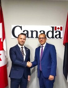 (L_R)  His Excellency Michael Callan - Canadian High Commissioner to Trinidad and Tobago , Dr. Gabriel Vivas Francesconi - PAHO/WHO Representative for Trinidad and Tobago and the Dutch Caribbean Islands