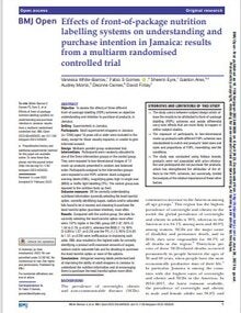 Article - Effects of front-of-package nutrition labelling systems on understanding and purchase intention in Jamaica: results from a multiarm randomised controlled trial