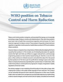 Thumbnail of WHO position on Tobacco Control and Harm Reduction