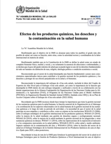AMS76.17 Efectos de los productos químicos, los desechos y la contaminación en la salud humana