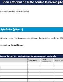 Modèle pour un plan national de lutte contre la méningite