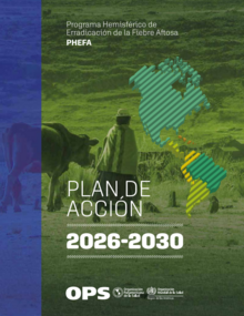 mujer de bolivia con vaca en campo y mapa de las américas-portada del plan de acción del phefa