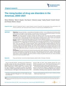 Thumbnail of the First page of the scientific article titled “The rising burden of drug use disorders in the Americas, 2000–2021,” with abstract text.
