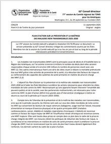 Plan d’action sur la prévention et la maîtrise des maladies non transmissibles  2025-2030 e
