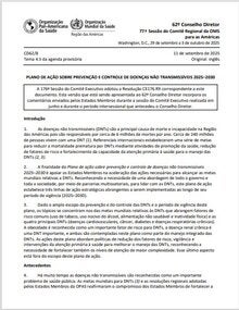 Política para a ampliação do acesso equitativo a tecnologias em saúde de alto custo e alto preçoPlan of action on noncommunicable disease prevention and control 2025-2030