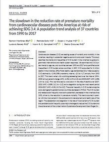 thumbnail of the article The slowdown in the reduction rate of premature mortality from cardiovascular diseases puts the Americas at risk of achieving SDG 3.4: A population trend analysis of 37 countries from 1990 to 2017