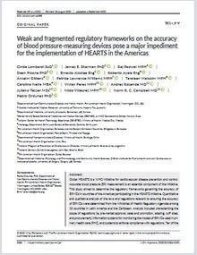 Thmbnail of the first page of the article Weak and fragmented regulatory frameworks on the accuracy of blood pressure-measuring devices pose a major impediment for the implementation of HEARTS in the Americas