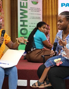 Workshop participants in role play exercise in Saint Vincent and the Grenadines