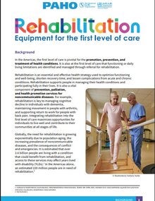 Cover of the factsheet Rehabilitation. Equipment for the first level of care