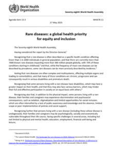 Rare diseases: a global health priority for equity and inclusion