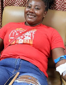 woman donating blood
