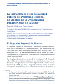 La formación en ética de la salud pública del Programa Regional de Bioética de la Organización Panamericana de la Salud