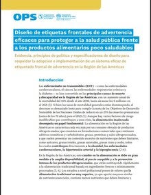 Cover of Diseño de etiquetas frontales de advertencia eficaces para proteger a la salud pública frente a los productos alimentarios poco saludables. Evidencia, principios de política y especificaciones de diseño para respaldar la adopción e implementación de un sistema eficaz de etiquetado frontal de advertencia en la Región de las Américas