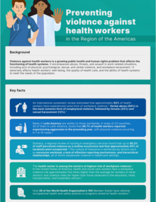 Thumbnail of the first part of the fact sheet "How to prevent violence against health workers in the Region of the Americas"