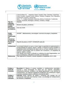 Cuadro indicadores estrategia regional donacion y trasplante