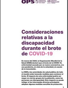 Portada de Consideraciones relativas a la discapacidad durante el brote de COVID-19