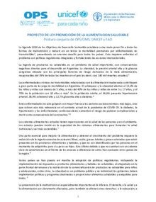 Proyecto de Ley Promoción de la Alimentación Saludable: postura conjunta de OPS/OMS, UNICEF y FAO