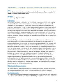Service Contract to update the national communicable disease surveillance manual of the Ministry of Health and Wellness, Belize