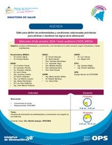 Agenda de Taller para definir las enfermedades y condiciones relacionadas prioritarias para eliminar o mantener los logros