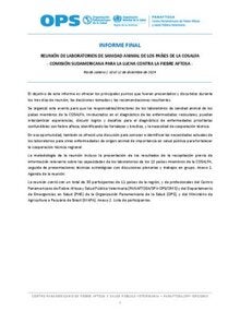 INFORME FINAL REUNIÓN DE LABORATORIOS DE SANIDAD ANIMAL DE LOS PAÍSES DE LA COSALFA - COMISIÓN SUDAMERICANA PARA LA LUCHA CONTRA