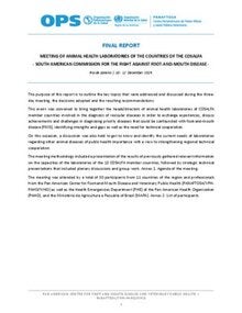 Report of the Meeting of Animal Health Laboratories from COSALFA Member Countries