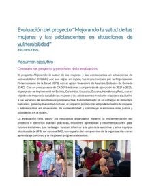 Resumen ejecutivo - Evaluacición proyecto IHWAG